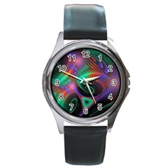 Circle Art 3d Artwork Graphics Vortex Colorful Digital Art Round Metal Watch by uniart180623