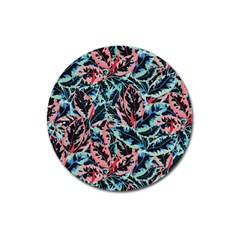 Leaves Leaf Pattern Patterns Colorfu Magnet 3  (Round)