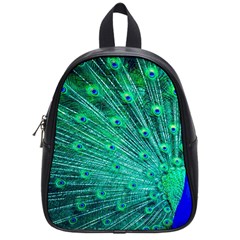 Green And Blue Peafowl Peacock Animal Color Brightly Colored School Bag (Small)