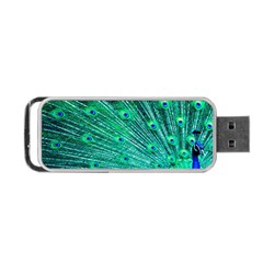 Green And Blue Peafowl Peacock Animal Color Brightly Colored Portable Usb Flash (two Sides) by uniart180623