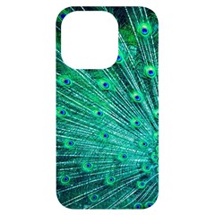 Green And Blue Peafowl Peacock Animal Color Brightly Colored iPhone 14 Pro Black UV Print Case