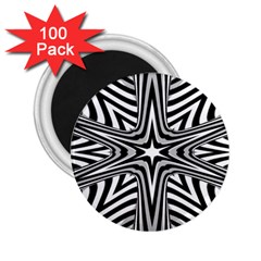 Fractal Star Mandala Black And White 2 25  Magnets (100 Pack)  by uniart180623