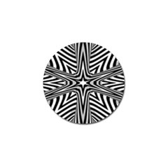 Fractal Star Mandala Black And White Golf Ball Marker by uniart180623