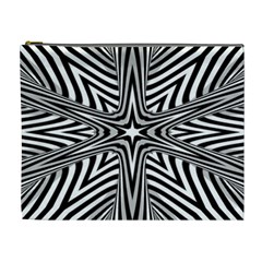 Fractal Star Mandala Black And White Cosmetic Bag (xl) by uniart180623