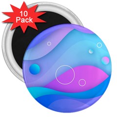 Colorful Blue Purple Wave 3  Magnets (10 Pack)  by uniart180623