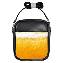 Texture Pattern Macro Glass Of Beer Foam White Yellow Girls Sling Bag by uniart180623