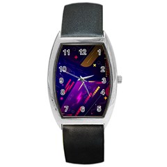 Colorful Abstract Background Creative Digital Art Colorful Geometric Artwork Barrel Style Metal Watch