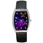 Colorful Abstract Background Creative Digital Art Colorful Geometric Artwork Barrel Style Metal Watch Front