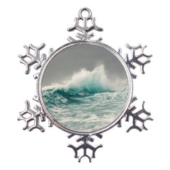 Big Storm Wave Metal Large Snowflake Ornament by uniart180623