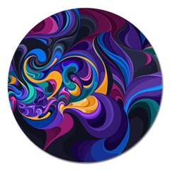 Colorful Waves Abstract Waves Curves Art Abstract Material Material Design Magnet 5  (round) by uniart180623