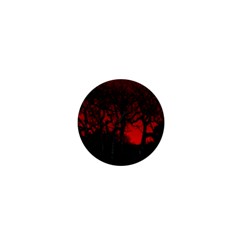 Dark Forest Jungle Plant Black Red Tree 1  Mini Buttons by uniart180623