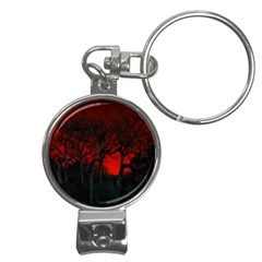 Dark Forest Jungle Plant Black Red Tree Nail Clippers Key Chain by uniart180623