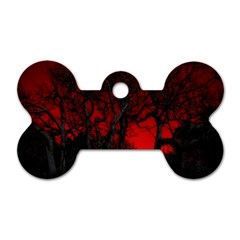 Dark Forest Jungle Plant Black Red Tree Dog Tag Bone (one Side) by uniart180623