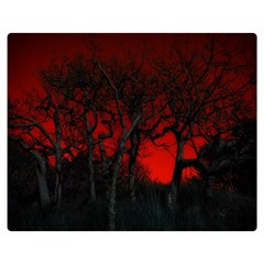 Dark Forest Jungle Plant Black Red Tree Premium Plush Fleece Blanket (medium) by uniart180623