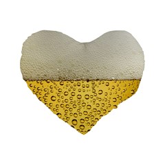 Texture Pattern Macro Glass Of Beer Foam White Yellow Art Standard 16  Premium Heart Shape Cushions by uniart180623