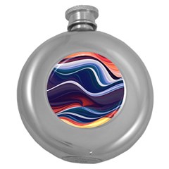 Wave Of Abstract Colors Round Hip Flask (5 Oz) by uniart180623