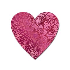 Pink Mandala Glitter Bohemian Girly Glitter Heart Magnet by uniart180623