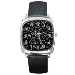 Abstract Secred Code Square Metal Watch