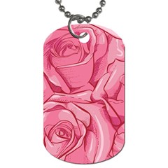 Pink Roses Pattern Floral Patterns Dog Tag (two Sides)