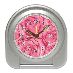 Pink Roses Pattern Floral Patterns Travel Alarm Clock by uniart180623