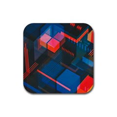 Minimalist Abstract Shaping Abstract Digital Art Rubber Coaster (square) by uniart180623