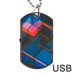 Minimalist Abstract Shaping Abstract Digital Art Dog Tag Usb Flash (two Sides) by uniart180623