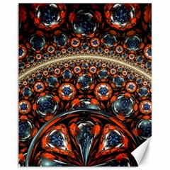 Fractal Floral Ornaments Rings 3d Sphere Floral Pattern Neon Art Canvas 11  x 14 