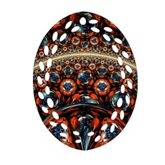 Fractal Floral Ornaments Rings 3d Sphere Floral Pattern Neon Art Oval Filigree Ornament (two Sides) by uniart180623