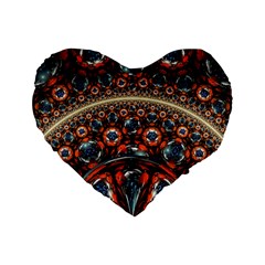 Fractal Floral Ornaments Rings 3d Sphere Floral Pattern Neon Art Standard 16  Premium Flano Heart Shape Cushions by uniart180623