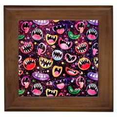 Funny Monster Mouths Framed Tile by uniart180623