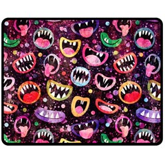 Funny Monster Mouths Two Sides Fleece Blanket (medium) by uniart180623