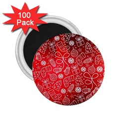 Christmas Pattern Red 2 25  Magnets (100 Pack)  by uniart180623