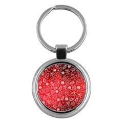 Christmas Pattern Red Key Chain (round) by uniart180623