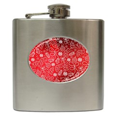 Christmas Pattern Red Hip Flask (6 Oz) by uniart180623