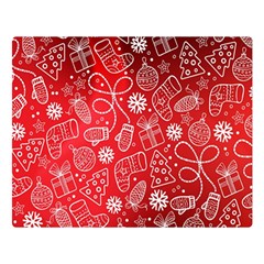 Christmas Pattern Red Two Sides Premium Plush Fleece Blanket (large)