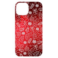 Christmas Pattern Red Iphone 14 Black Uv Print Case by uniart180623