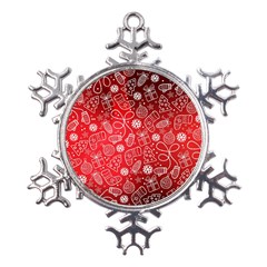 Christmas Pattern Red Metal Large Snowflake Ornament by uniart180623