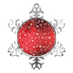 Christmas Pattern Red Metal Small Snowflake Ornament Front