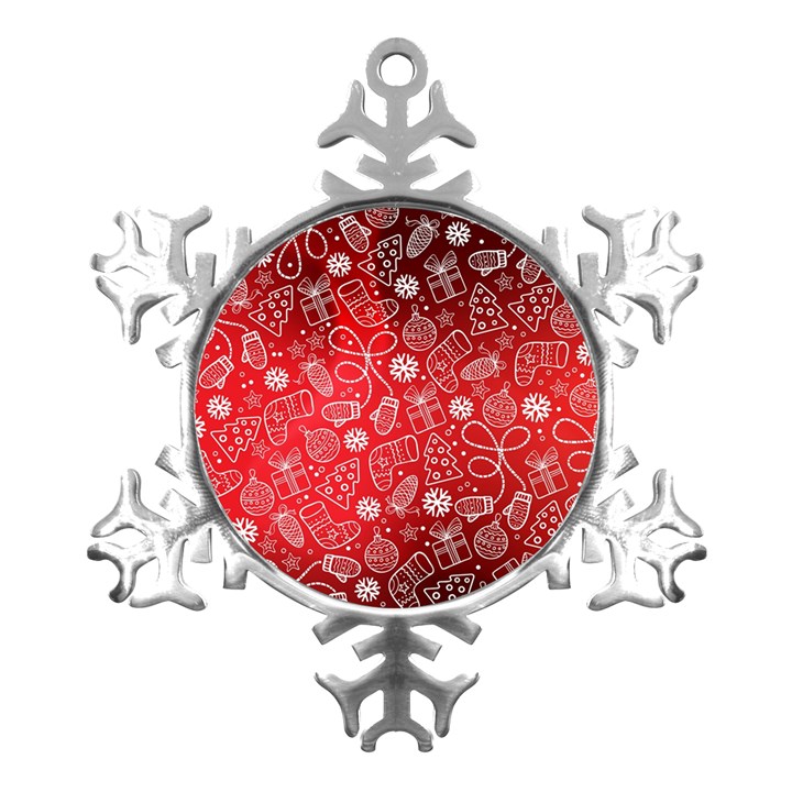 Christmas Pattern Red Metal Small Snowflake Ornament