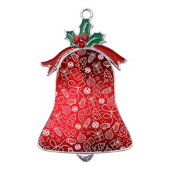 Christmas Pattern Red Metal Holly Leaf Bell Ornament by uniart180623