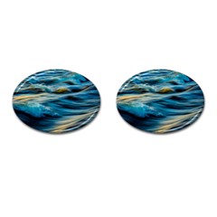 Waves Abstract Cufflinks (oval) by uniart180623