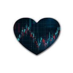 Flag Patterns On Forex Charts Rubber Heart Coaster (4 Pack) by uniart180623