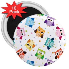 Owl Bird 3  Magnets (10 Pack)  by uniart180623