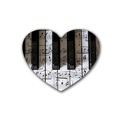 Music Piano Instrument Sheet Rubber Heart Coaster (4 Pack) by uniart180623