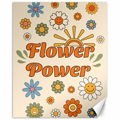 Retro Groovy Daisy Flowers Mushroom Hippie Canvas 16  X 20  (unframed)