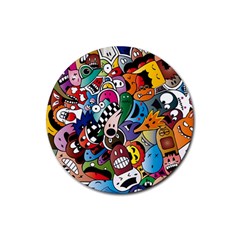 Cartoon Explosion Cartoon Characters Funny Rubber Coaster (round) by uniart180623