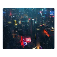 Cityscape Digital Art Premium Plush Fleece Blanket (large)