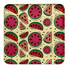 Watermelon Pattern Slices Fruit Square Glass Fridge Magnet (4 Pack) by uniart180623