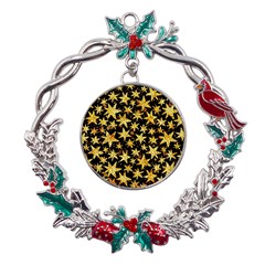 Shiny Glitter Stars Metal X mas Wreath Holly Leaf Ornament by uniart180623