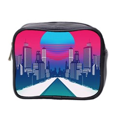 Retro Cityscape Artist Artwork Digital Art Mini Toiletries Bag (two Sides) by uniart180623